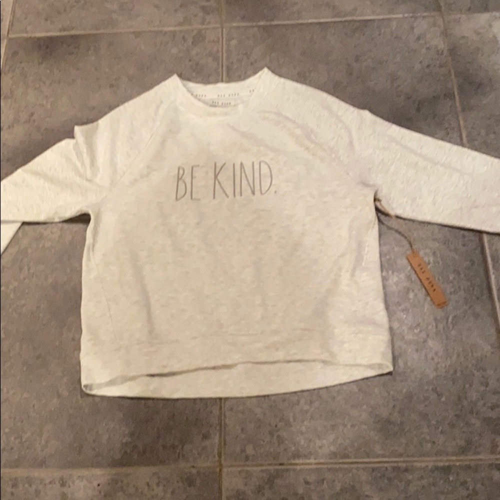 Rae dunn light grey be kind sweatshirt